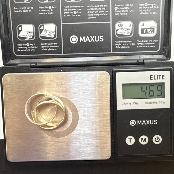 VTG Solid Sterling Silver 925 Interlocking Bands Rolling Rings Size 7.25 - Picture 9 of 9